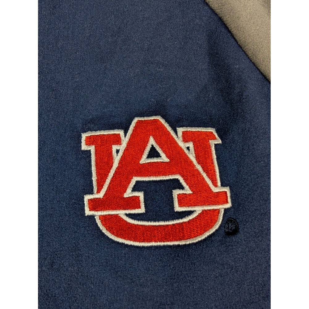 Auburn Tigers‎ 1/4 Zip Pullover Men's L Gray Blue Stretch Poly Blend Long Sleeve - Picture 2 of 7